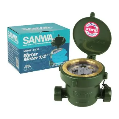 มาตรวัดน้ำ SANWA รุ่น SV 15 ขนาด 1/2 นิ้ว สีเขียว