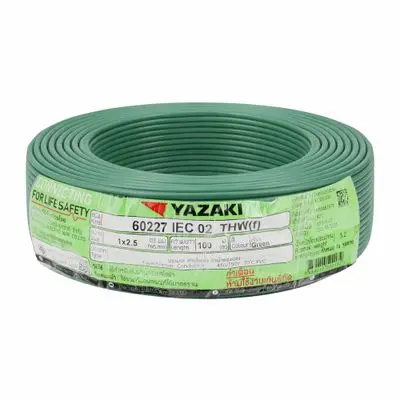 สายไฟ YAZAKI รุ่น 60227 IEC2THW(f)1×2.5 Sq.mm. ขนาด 100 ม. สีเขียว